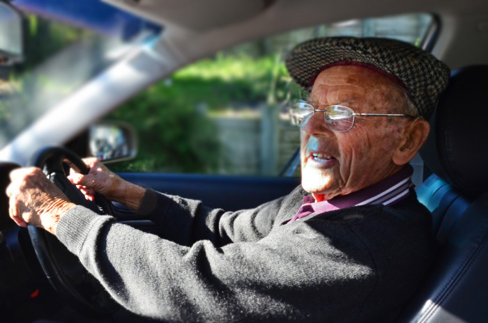 Senior Man Driving Car Driving