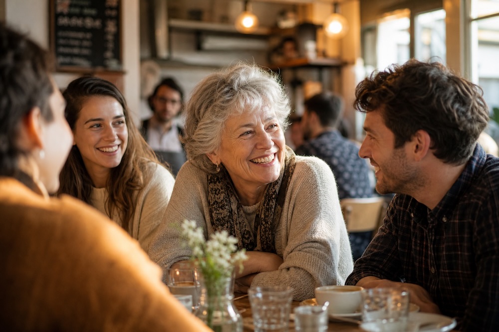 family gathering hearing aids noise reduction